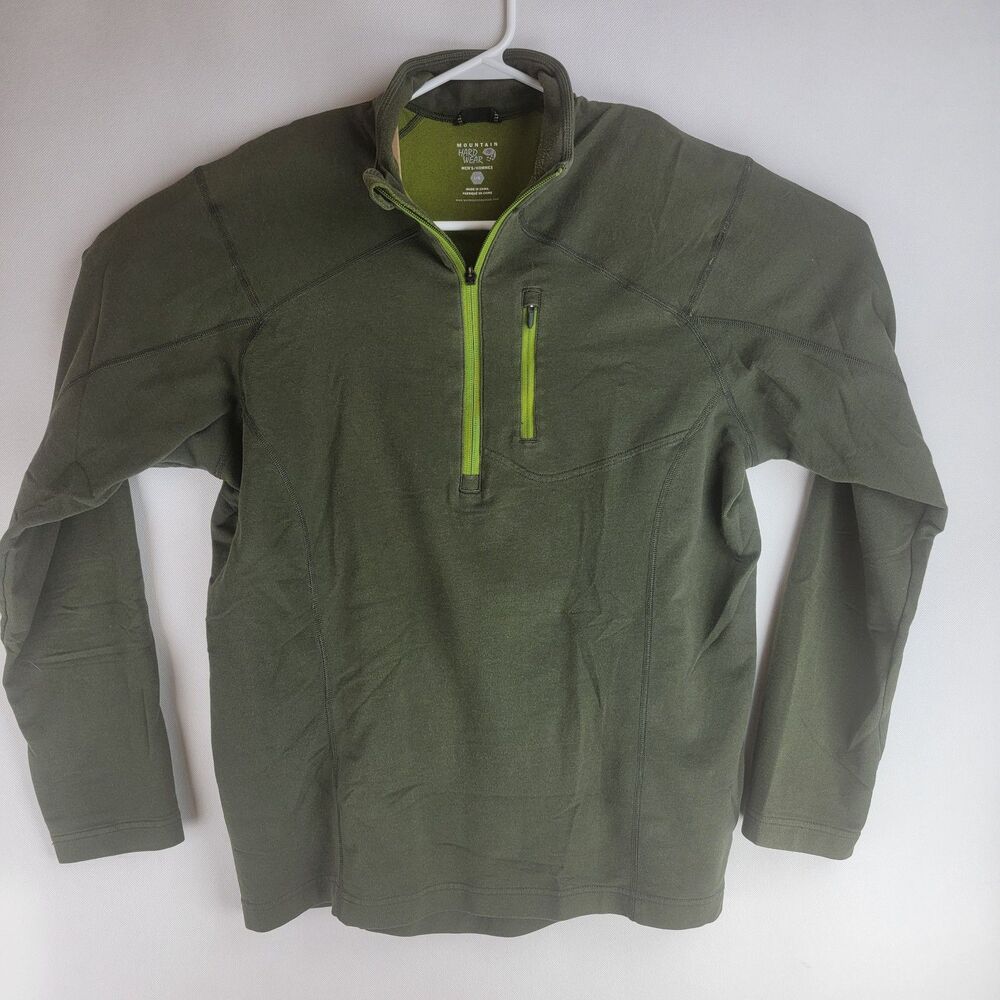 Mountain Hard Wear Mens Size Large Green 1/2 Zip Pullover Cotton Poly Sweater